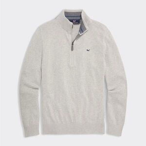 Vineyard Vines Boathouse Quarter-Zip Sweater in lighthouse light gray 6